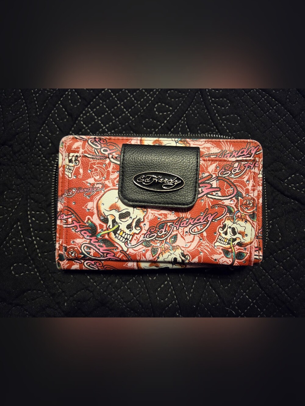 Ed Hardy Red Skull-Print Women's Wallet